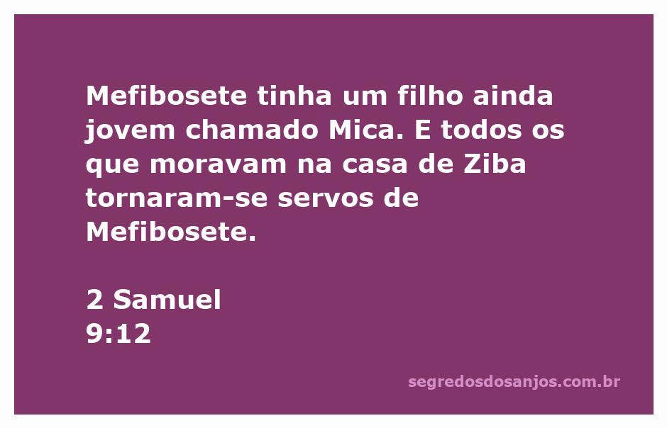 Ilustração de Mefibosete e seu filho Mica, representando a continuidade da linhagem de Saul.