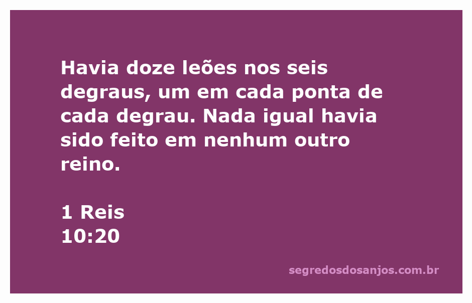 Imagem de um altar com doze leões esculpidos em cada degrau, representando a grandiosidade do reino de Salomão.