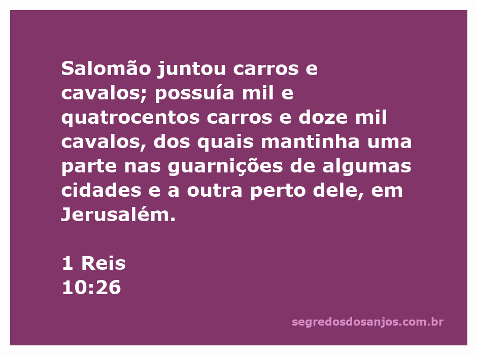 Ilustração de Salomão reunindo carros e cavalos, simbolizando sua riqueza e poder.