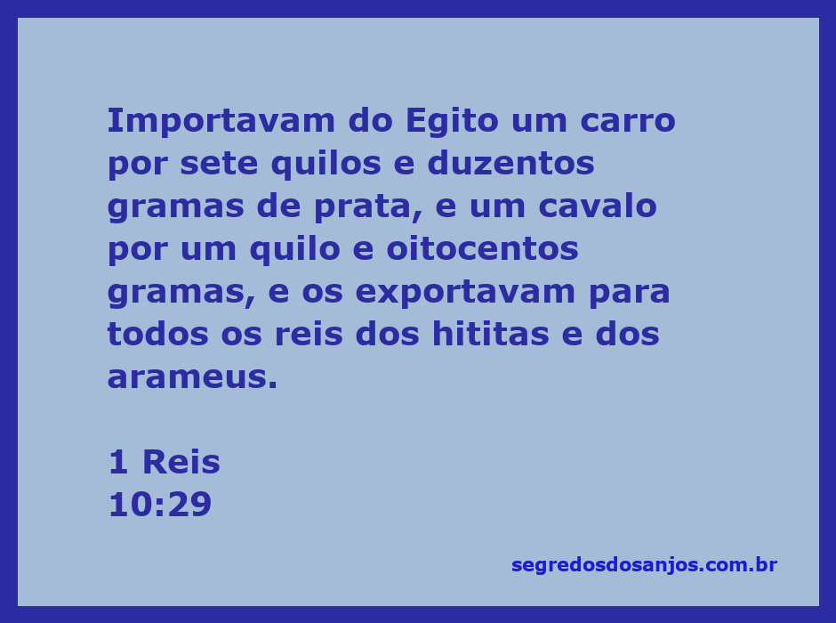 Ilustração de carruagens e cavalos importados do Egito, representando a riqueza e o comércio da época.