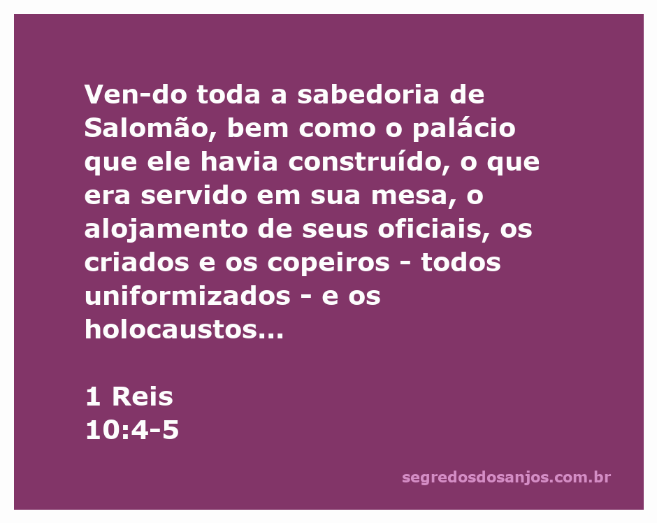A Rainha de Sabá admirando a sabedoria e riqueza de Salomão em seu palácio.