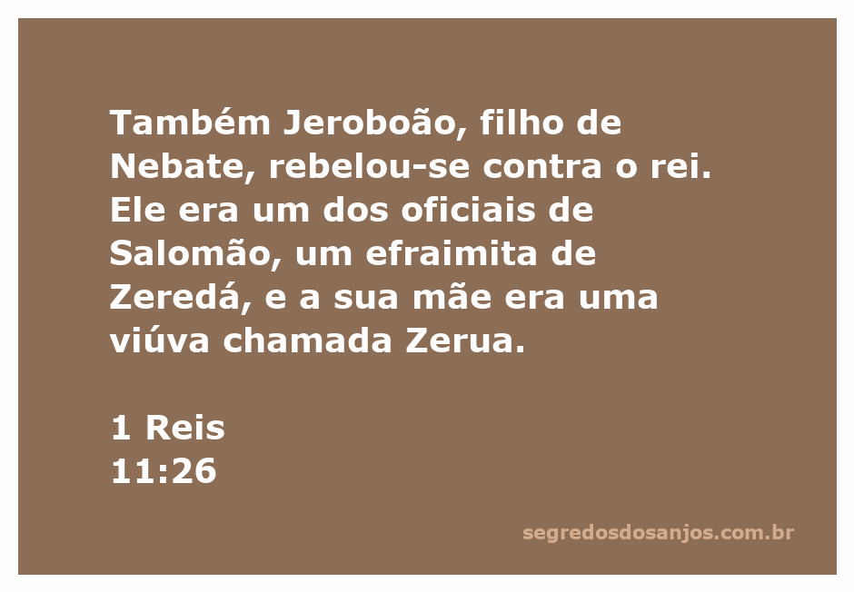 Jeroboão, filho de Nebate, se rebelando contra o rei Salomão, representando a divisão do reino de Israel.