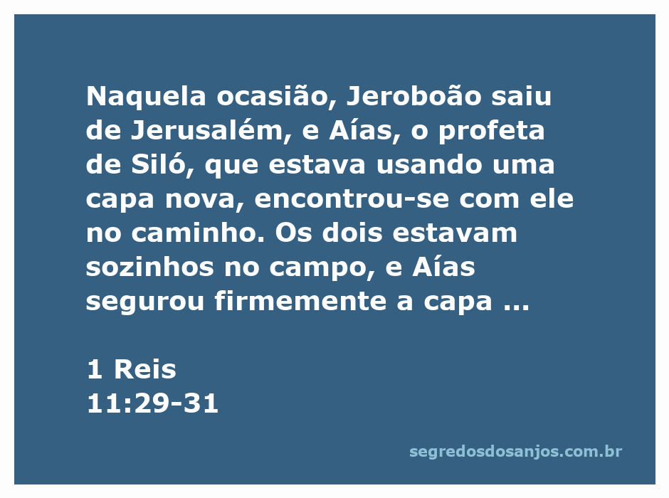 A imagem representa Aías, o profeta, rasgando uma capa em doze pedaços, simbolizando a divisão do reino de Israel.