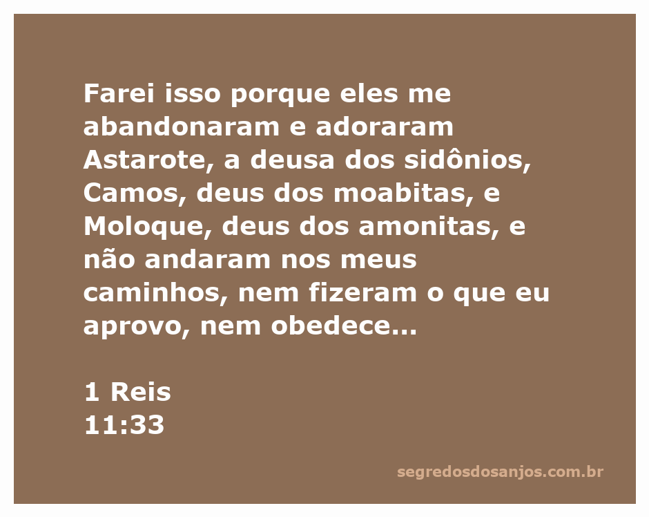 Ilustração da idolatria em 1 Reis 11:33, mostrando a rejeição a Deus e a adoração a deuses estrangeiros.