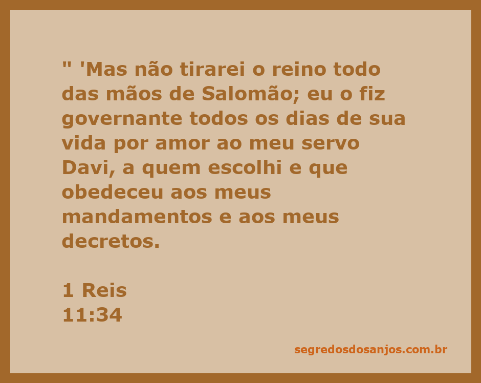 Imagem representativa do versículo 1 Reis 11:34, destacando a fidelidade de Deus ao rei Salomão e à promessa feita a Davi.