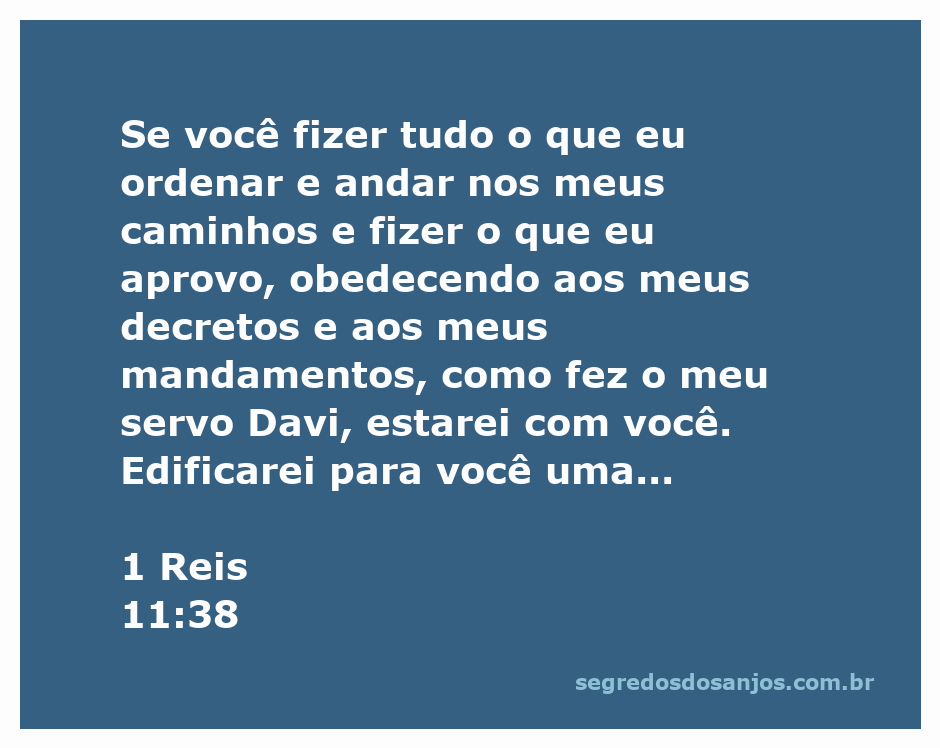 Versículo de 1 Reis 11:38 destacando a promessa de Deus a quem O obedece.