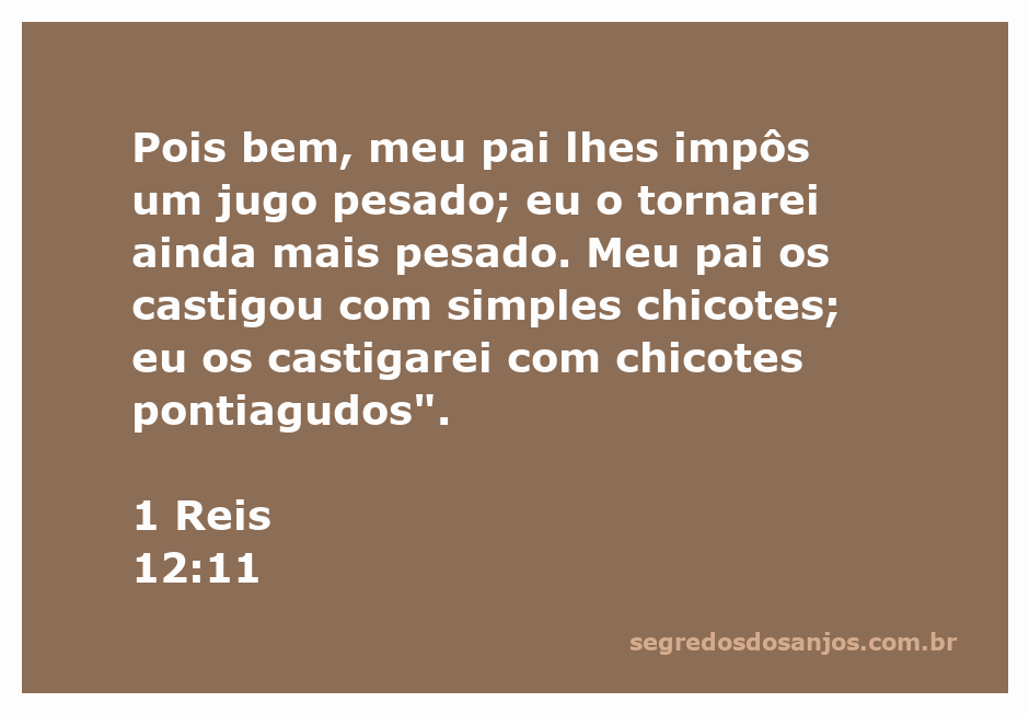 Imagem representativa do versículo 1 Reis 12:11, com uma balança simbolizando o jugo pesado e chicotes pontiagudos.