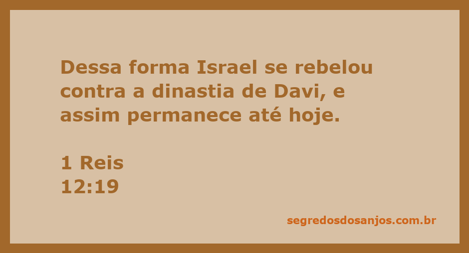 Imagem representativa da rebelião de Israel contra a dinastia de Davi, simbolizando a divisão do reino.