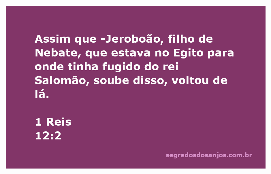 Jeroboão, filho de Nebate, retornando do Egito após a fuga do rei Salomão