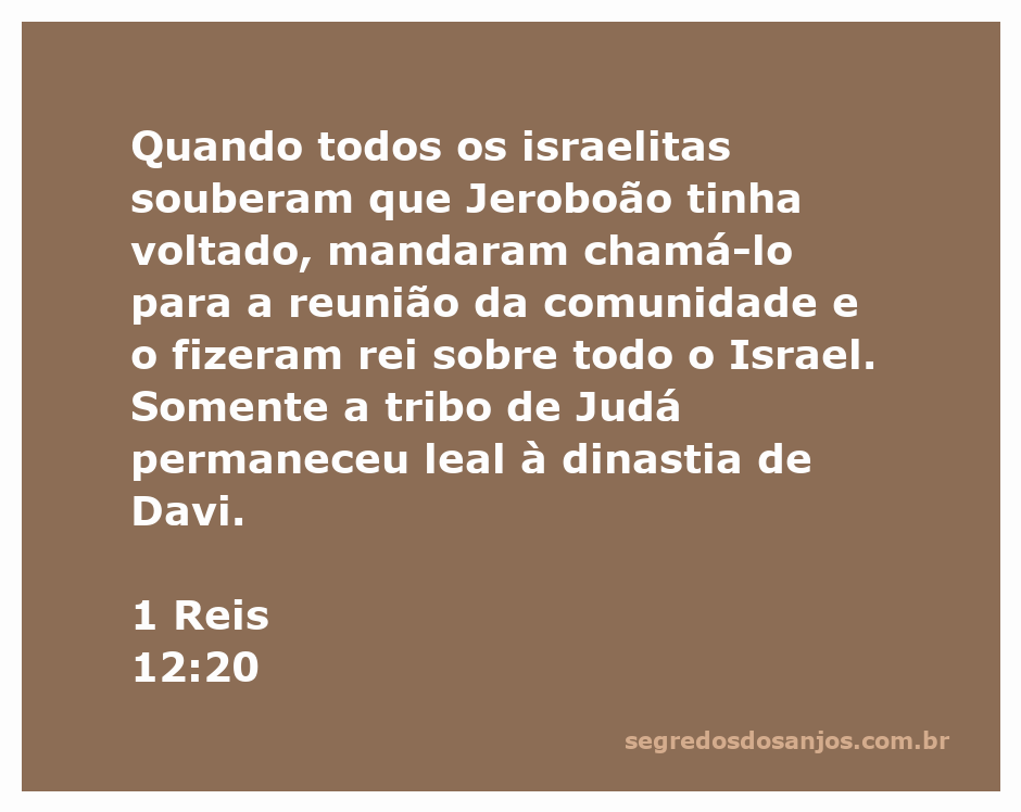 Reunião da comunidade israelita para coroar Jeroboão como rei sobre Israel, com destaque para a tribo de Judá permanecendo leal à dinastia de Davi.
