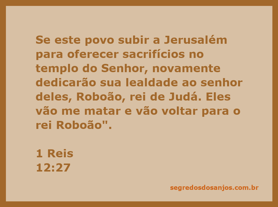 Rei Roboão discutindo a lealdade do povo de Israel em relação ao templo em Jerusalém.