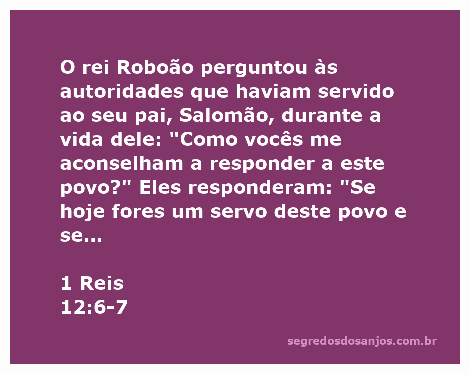 Rei Roboão consultando conselheiros sobre como responder ao povo de Israel.