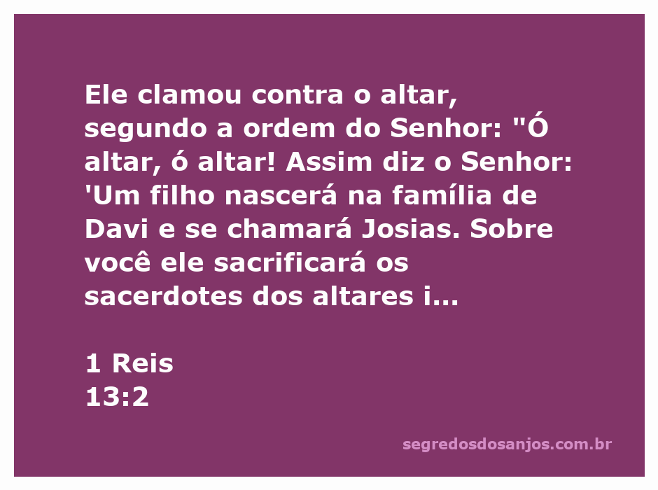 Imagem representativa do versículo 1 Reis 13:2, destacando o altar e a profecia sobre Josias.