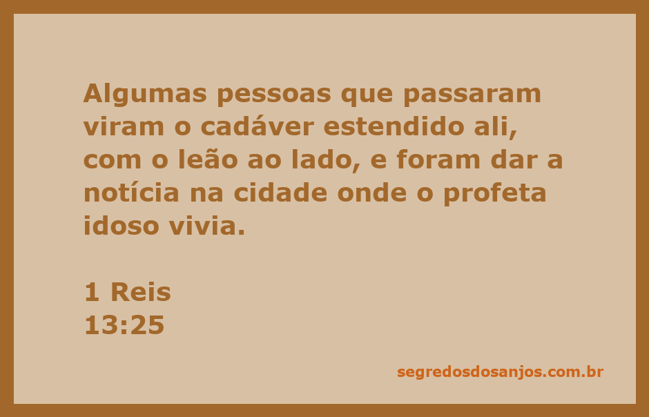 Imagem de um leão ao lado de um cadáver em uma cena bíblica, representando a passagem de 1 Reis 13:25.
