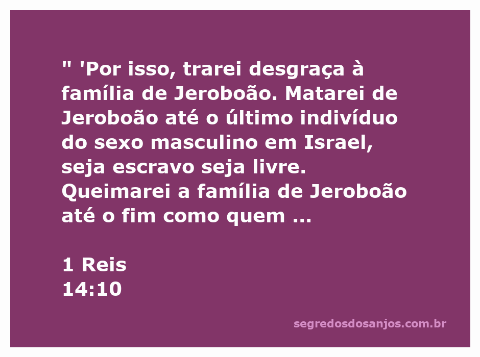 Ilustração da desgraça anunciada à família de Jeroboão, conforme 1 Reis 14:10.