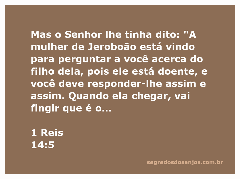 A mulher de Jeroboão disfarçada, buscando conselho sobre seu filho doente.