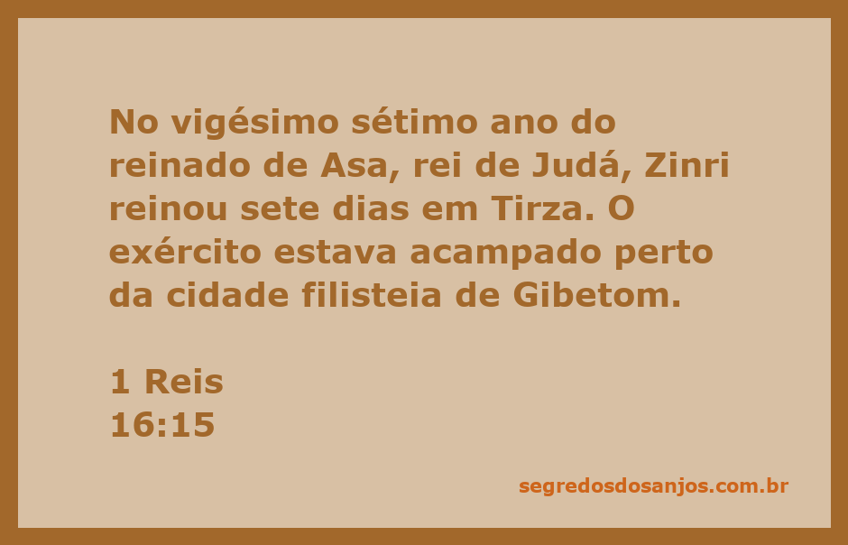 Rei Zinri em Tirza, retratando a breve realeza durante o reinado de Asa em Judá.