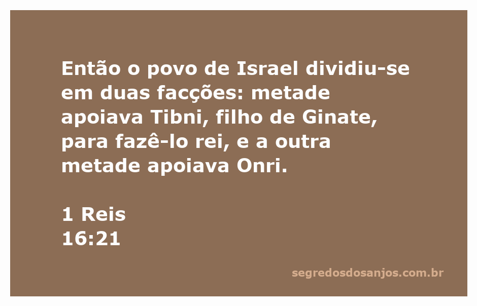 Imagem representativa da divisão do povo de Israel entre Tibni e Onri conforme descrito em 1 Reis 16:21.