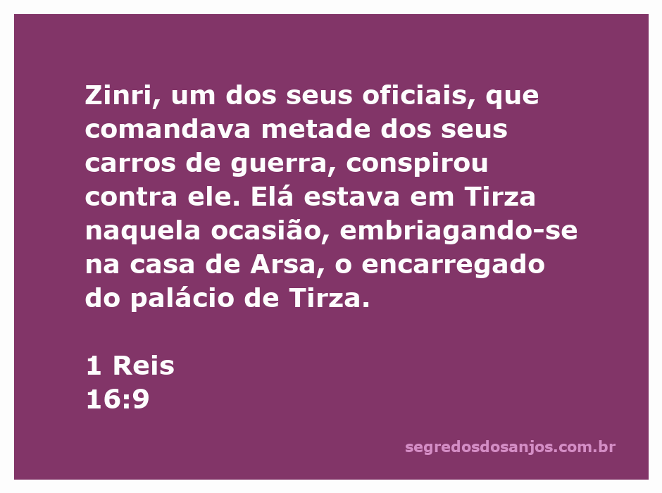 Zinri conspirando contra Elá em Tirza, enquanto Elá está embriagado na casa de Arsa.
