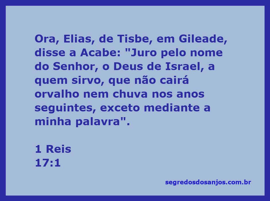 Elias profetizando a Acabe sobre a seca em Israel