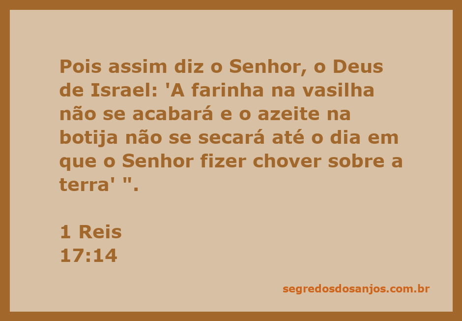 Imagem representativa do versículo 1 Reis 17:14, mostrando uma vasilha com farinha e uma botija de azeite, simbolizando a provisão divina.