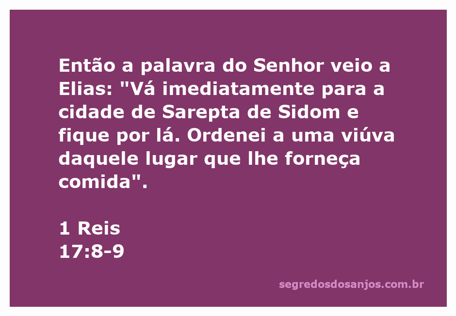 Elias recebendo instruções de Deus sobre a viúva de Sarepta