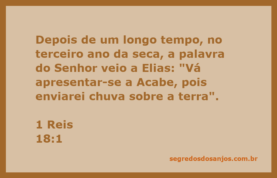 Elias recebe a palavra do Senhor sobre a chuva durante a seca.