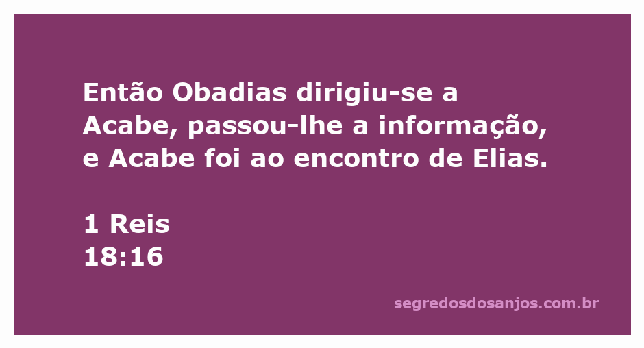 Obadias informa Acabe sobre Elias, representando a importância da comunicação entre os profetas e os reis.