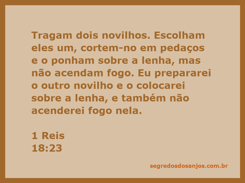 Ilustração de dois novilhos prontos para serem sacrificados em um altar, representando a passagem bíblica de 1 Reis 18:23.