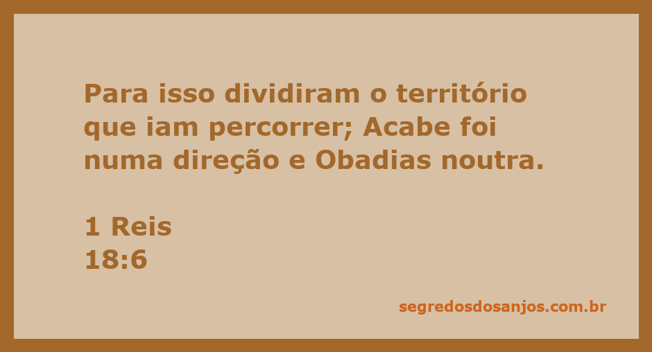 Rei Acabe e Obadias dividindo o território para a busca de pastagens.