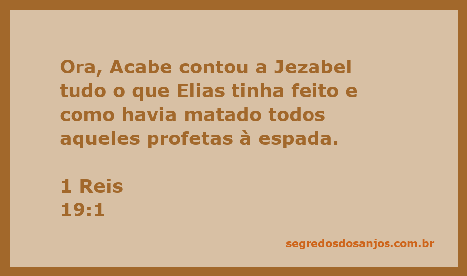 Rei Acabe relatando a Jezabel sobre Elias e os profetas mortos