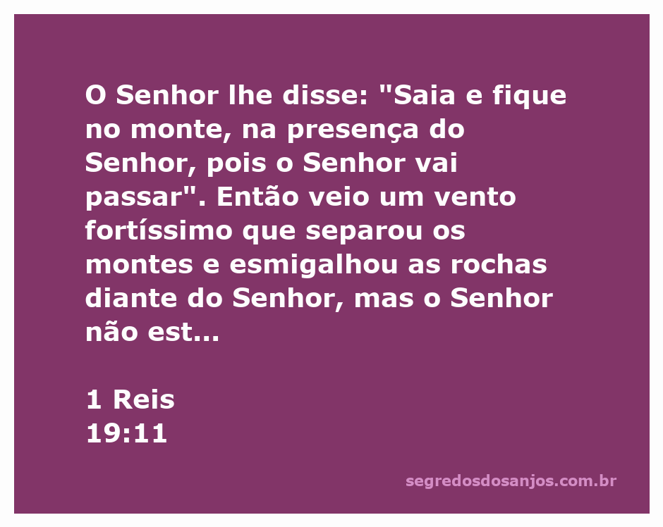 Imagem representando a passagem bíblica de 1 Reis 19:11, com elementos de vento, montanhas e rochas.