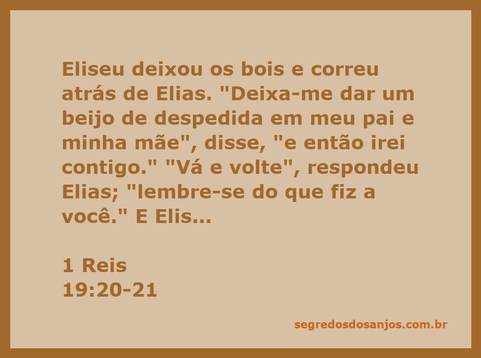 Eliseu se despede de seus pais antes de seguir Elias como seu auxiliar.