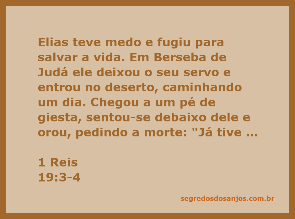 Elias no deserto pedindo a morte sob um pé de giesta