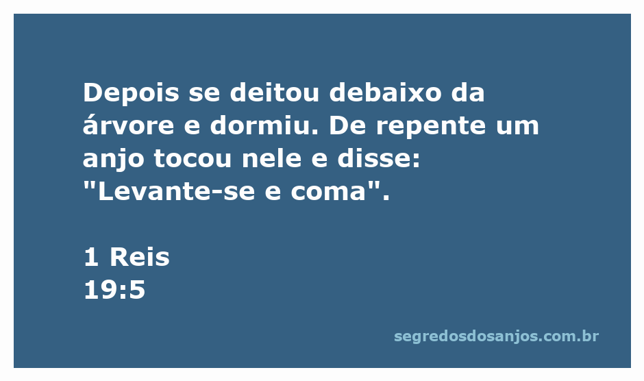 Imagem de um profeta descansando sob uma árvore, com um anjo ao seu lado oferecendo alimento.