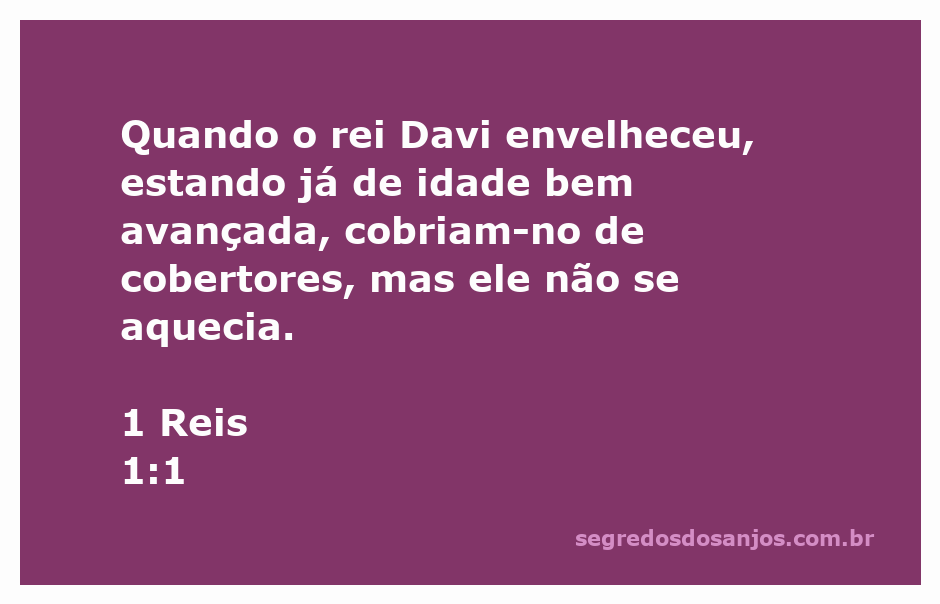 Rei Davi envelhecido coberto por cobertores, mas sem se aquecer, simbolizando a fragilidade da vida.