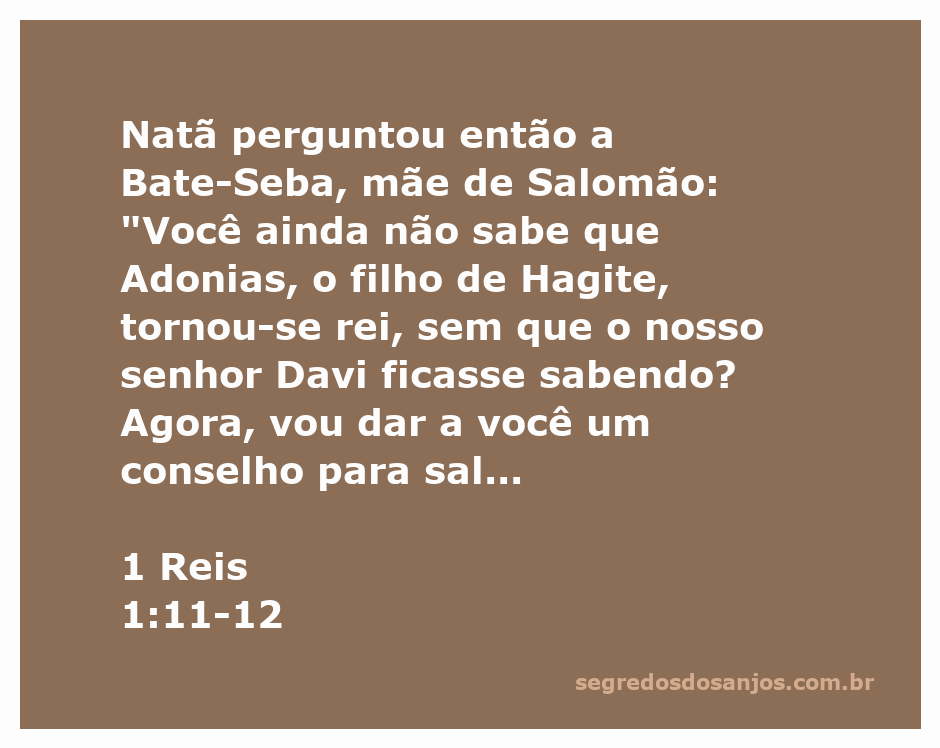 Natã conversando com Bate-Seba sobre a ascensão de Adonias ao trono