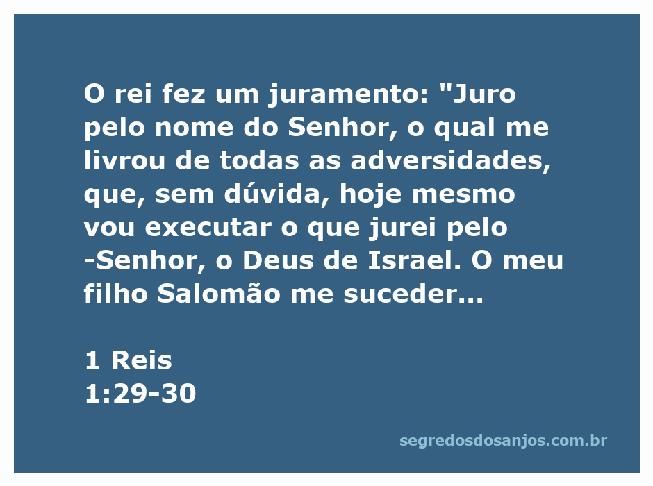 O rei Davi fazendo um juramento sobre a sucessão de Salomão como rei de Israel.