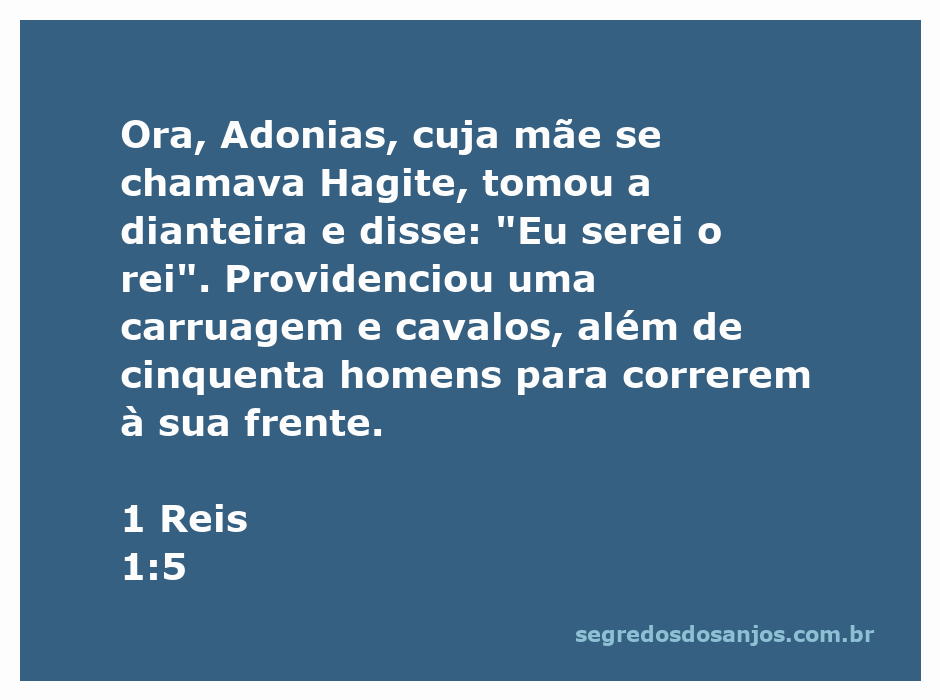 Adonias proclamando sua realeza com uma carruagem e soldados