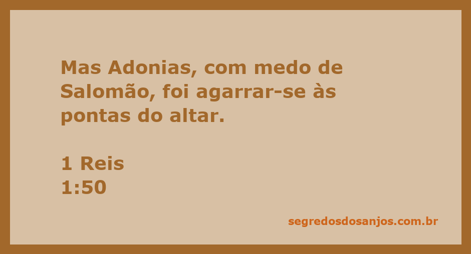 Adonias se agarra às pontas do altar em um momento de temor diante de Salomão.