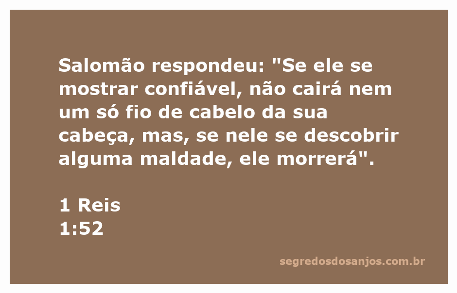 Salomão expressando confiança em sua palavra sobre a segurança de Adonias