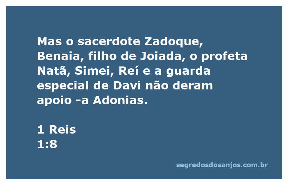 Imagem representativa do sacerdote Zadoque e seus aliados não apoiando Adonias na passagem de 1 Reis 1:8.