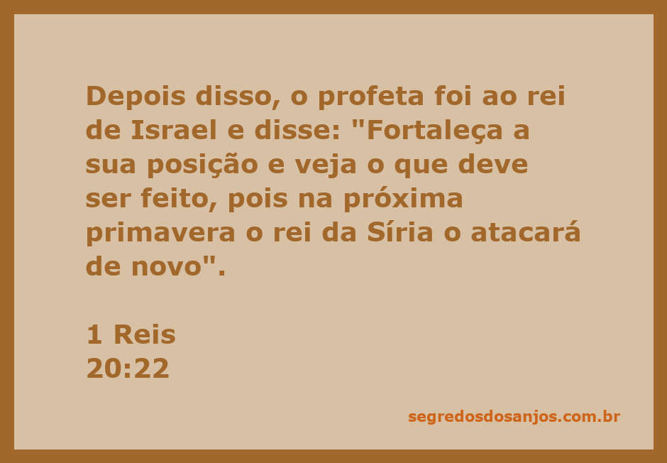 Profeta orienta o rei de Israel sobre a iminente ameaça do rei da Síria.