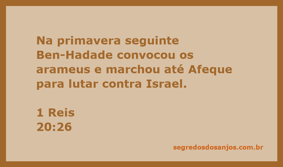 Ben-Hadade e os arameus marchando em direção a Afeque para a batalha contra Israel na primavera.