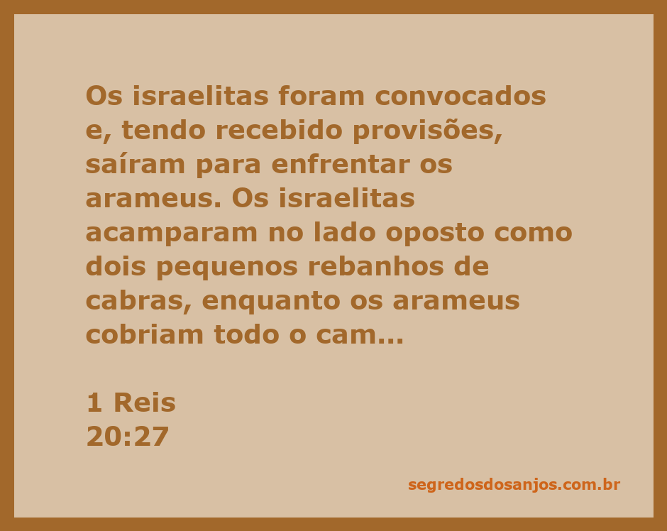 Israelitas acampados prontos para enfrentar os arameus, representando a passagem de 1 Reis 20:27.