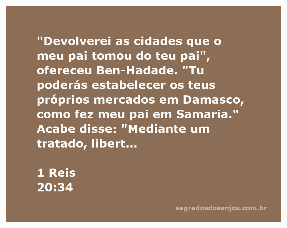 Imagem representando a negociação entre Acabe e Ben-Hadade sobre cidades e mercados.