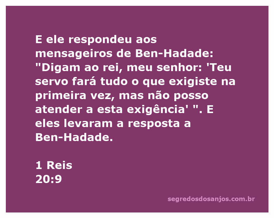 Imagem representando a comunicação entre os mensageiros de Ben-Hadade e o servo do rei, destacando a mensagem de recusa.