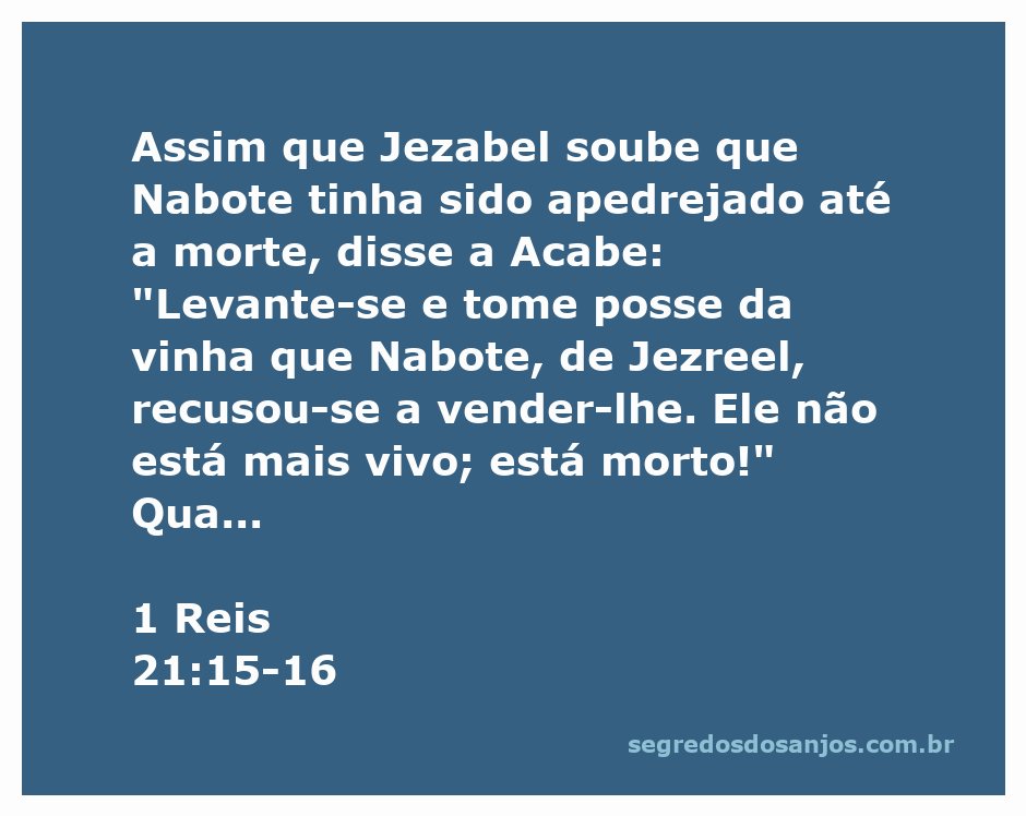 Acabe e Jezabel discutindo a propriedade da vinha de Nabote após sua morte.