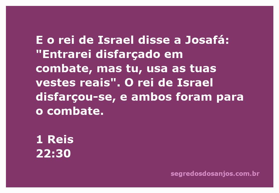 Representação do rei de Israel disfarçado em combate ao lado de Josafá, vestido com suas vestes reais.
