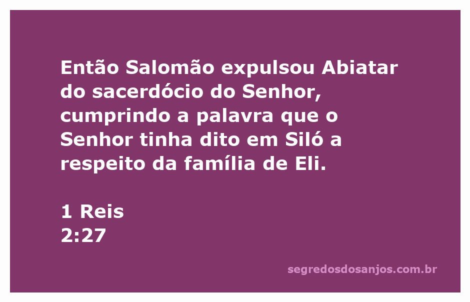 Imagem de Salomão expulsando Abiatar do sacerdócio, simbolizando a justiça divina.
